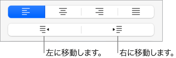 段落の配置のオプション。