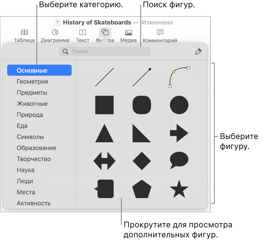 Редактировать фигуры