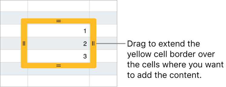 A selected cell with a large yellow border you can drag to autofill cells.