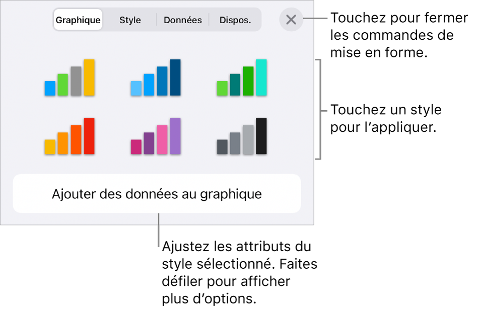 L’onglet Graphique du menu Format.