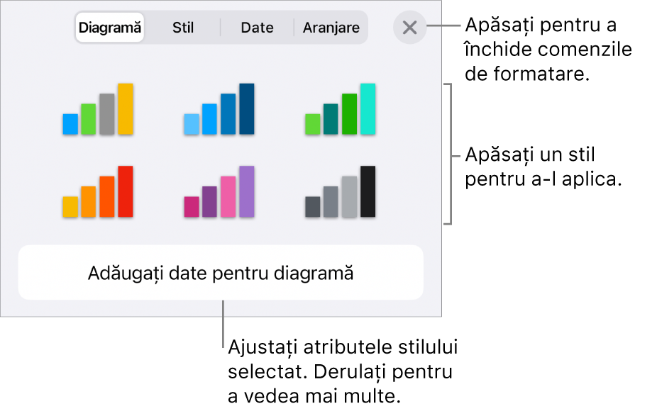 Fila Diagramă a meniului Format.