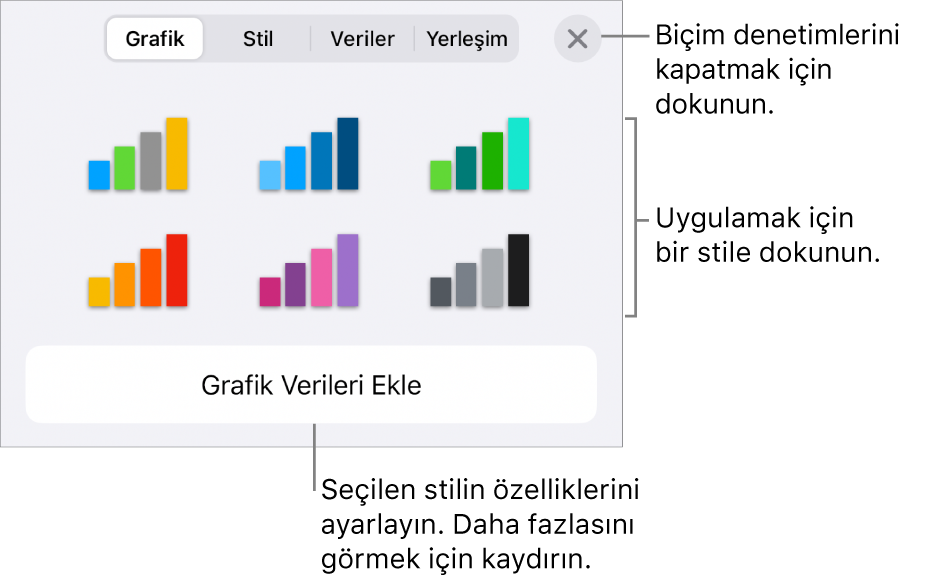 Biçim menüsünün Grafik sekmesi.