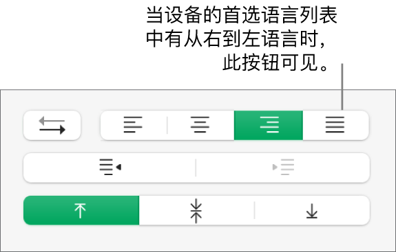 “格式”边栏“对齐”部分的“段落方向”按钮。