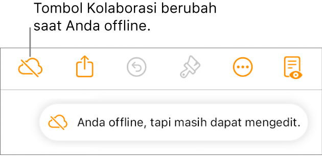 Peringatan di layar bertuliskan “Anda offline tapi masih dapat mengedit”.