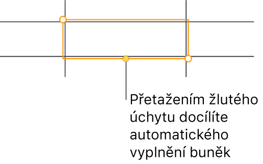 Vybraná buňka se žlutým úchytem, jehož tažením můžete automaticky vyplnit další buňky