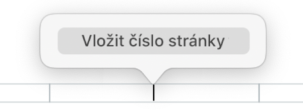 Tlačítko Přidat číslo stránky pod záhlavím