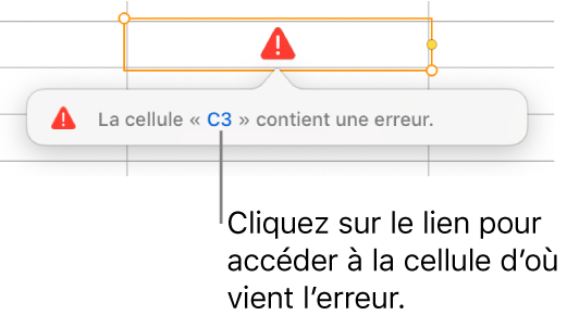 Lien d’erreur de cellule.