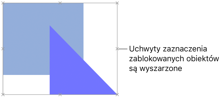 Zablokowane obiekty z wyszarzonymi uchwytami zaznaczenia.