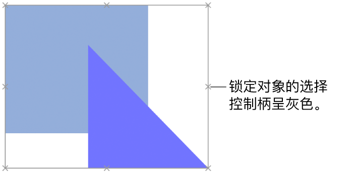 包含灰色选择控制柄的锁定对象。