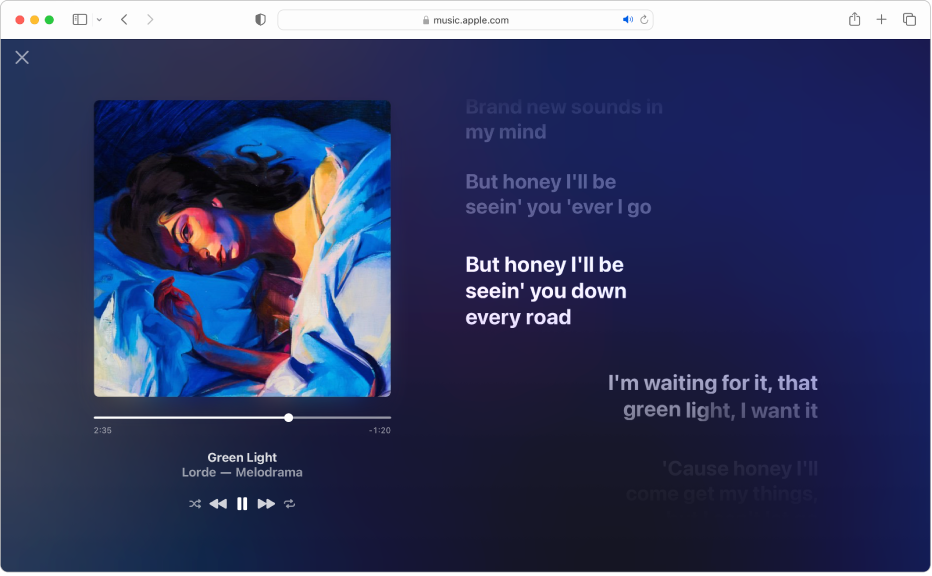 full screen lyrics apple music windows