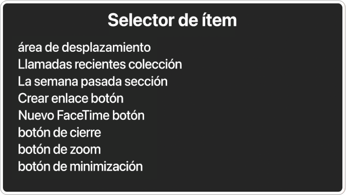 El selector de ítem es un panel que incluye una lista de ítems como el área de desplazamiento vacía y el botón de cierre, entre otros.