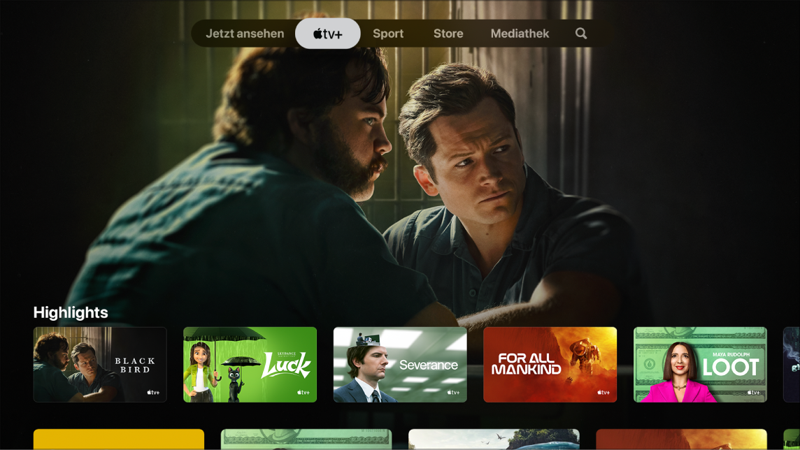Bildschirm, auf dem Apple TV+ zu sehen ist