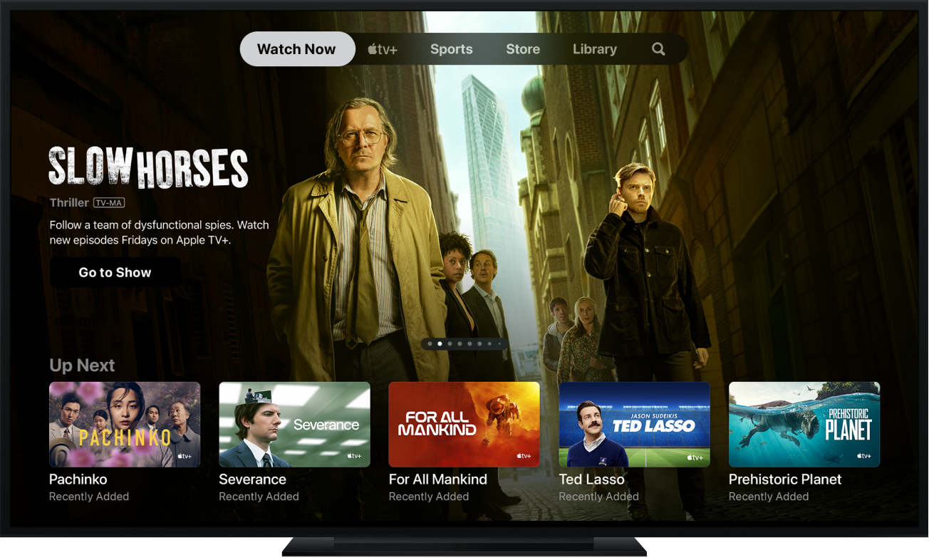 An Apple TV showing the Apple TV app