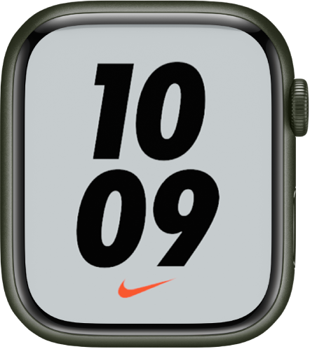 Le cadran « Nike Rebond » avec l’horloge numérique en grands chiffres au centre de l’écran.