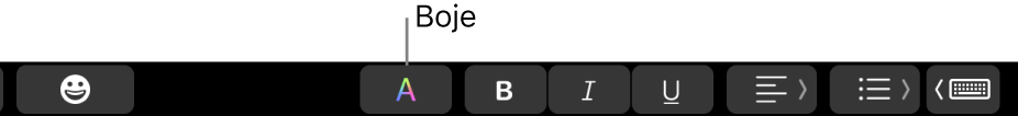 Touch Bar prikazuje tipku Boje među tipkama karakterističnima za aplikaciju.