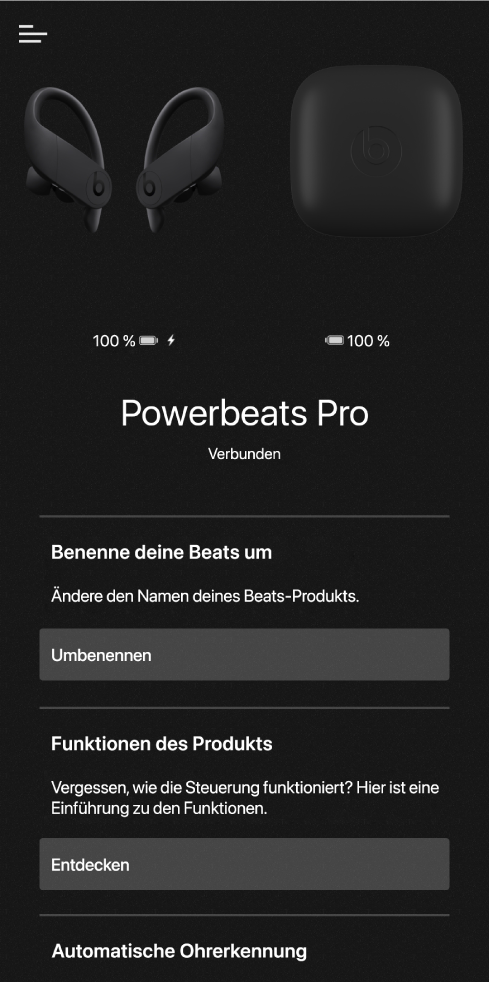 Powerbeats Pro-Gerätebildschirm