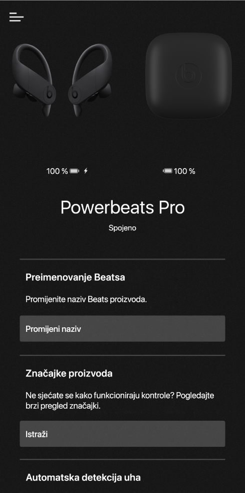 Zaslon uređaja Powerbeats Pro
