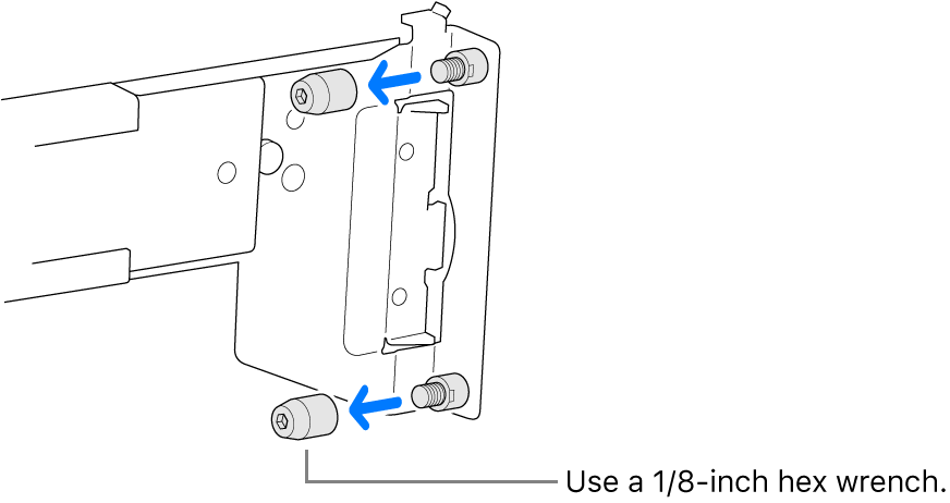 A rail assembly that fits in a round hole rack.