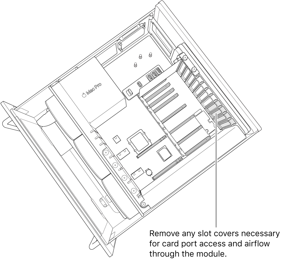 Remove any slot covers necessary for card port access and airflow through the module.