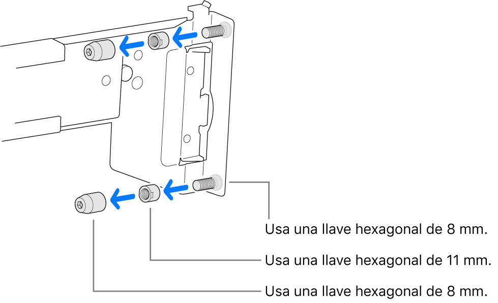 Un conjunto de rieles que se ajustan a un rack con tornillos.