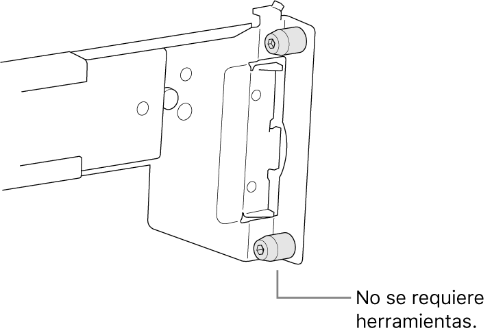 Un conjunto de rieles que se ajustan a un rack con agujeros cuadrados.