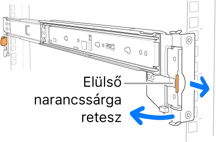 Szerelősín, amelyen az elülső retesz helye látható.