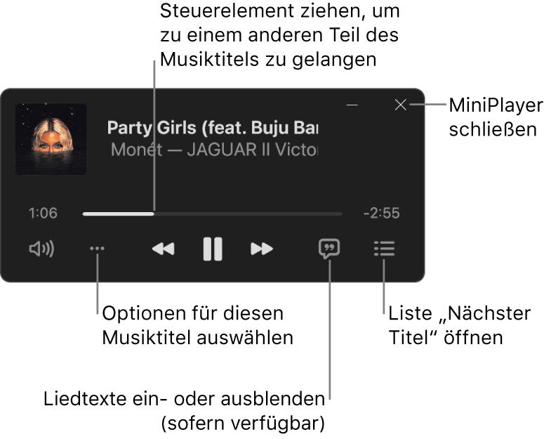 Verwenden des MiniPlayers in Apple Music unter Windows - Apple Support (DE)