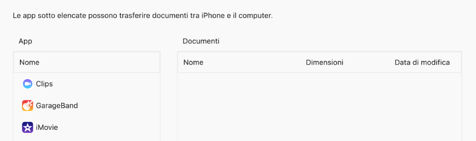 L'app Numbers nella finestra File mostra tre file che sono stati sincronizzati su un dispositivo.