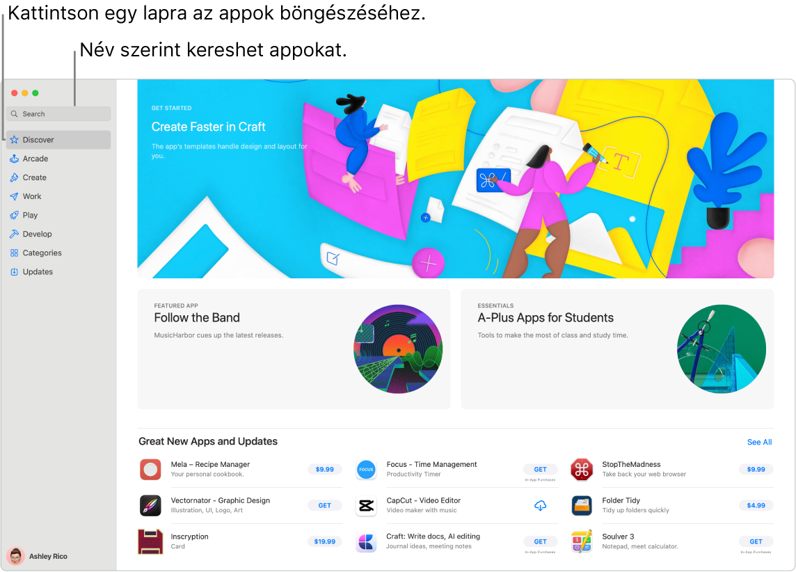 Az App Store ablaka a keresőmezővel és egy oldalnyi Safari-bővítménnyel.