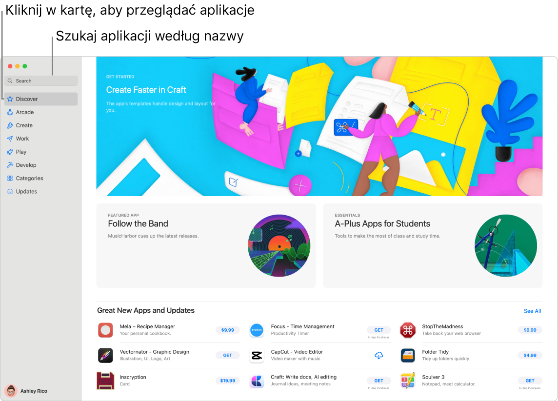 Okno App Store z polem wyszukiwania oraz stroną zawierającą rozszerzenia Safari.