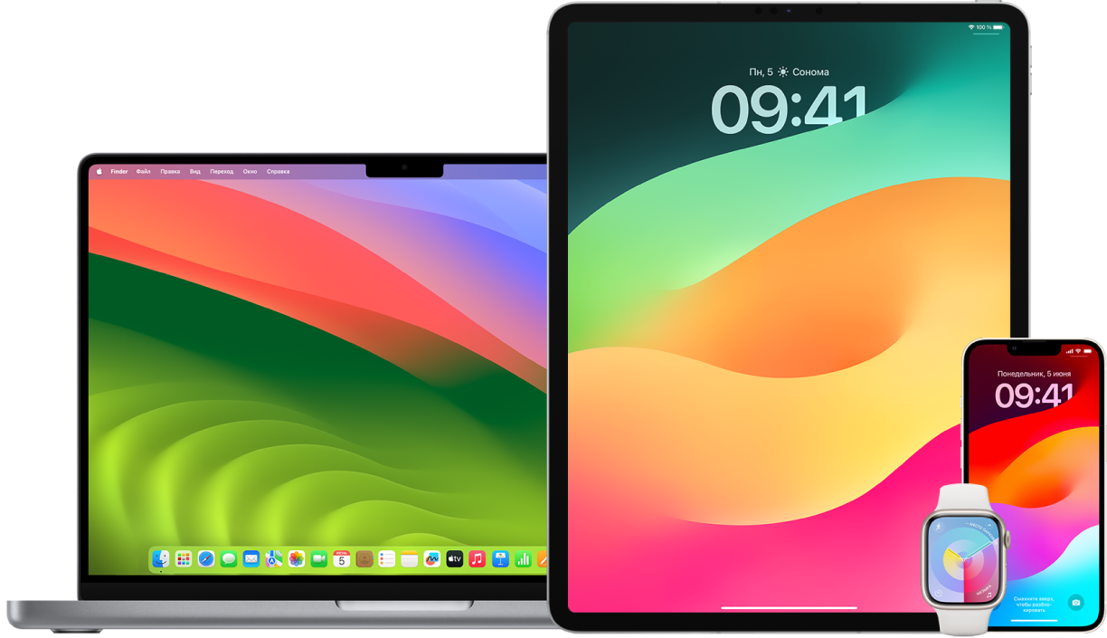 Mac, iPad, iPhone и Apple Watch.