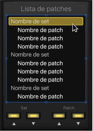Ilustración. Selección del control de pantalla de la lista de patches.