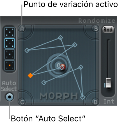 Ilustración. Superficie Morph, con el punto de variación activo y el botón “Auto Select”.
