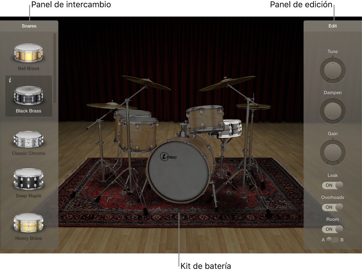 Ilustración. Interfaz de Drum Kit Designer.