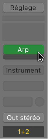 Figure. Pointeur placé sur la ligne verte sous un slot d’effet MIDI.