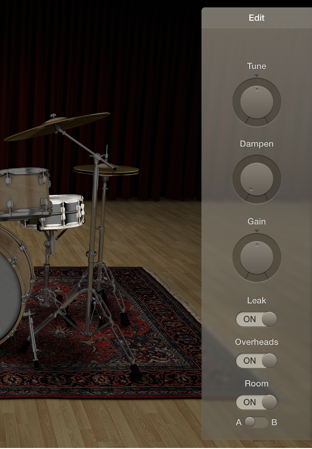 図。Drum Kit Designerの「Edit」パネル。