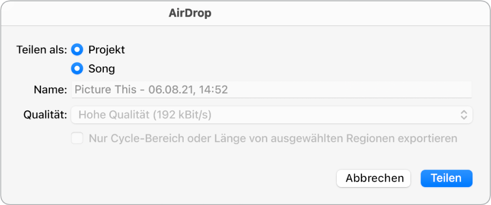 Abbildung. Dialogfenster „AirDrop“