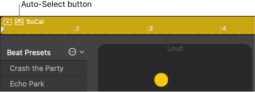Figure. Auto-Select button in the Drummer Editor.