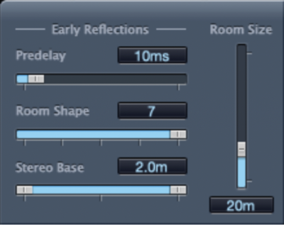 PlatinumVerb early reflections controls in Logic Pro for Mac