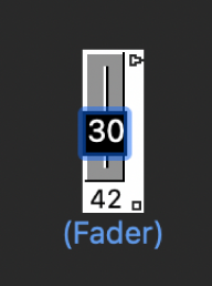 Figure. Showing how to input a number on a fader object.