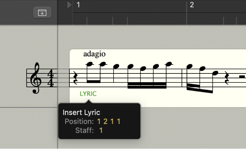 Figure. Adding lyrics to a score.