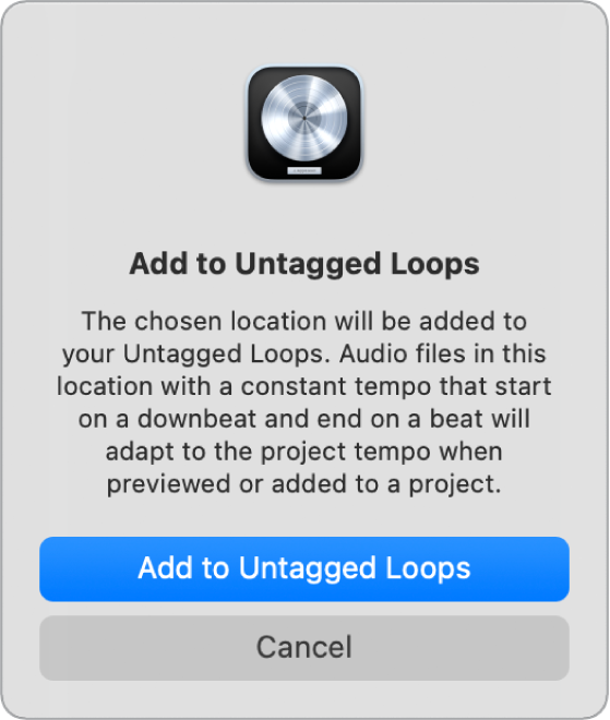 Figure. Add to Untagged Loops dialog.