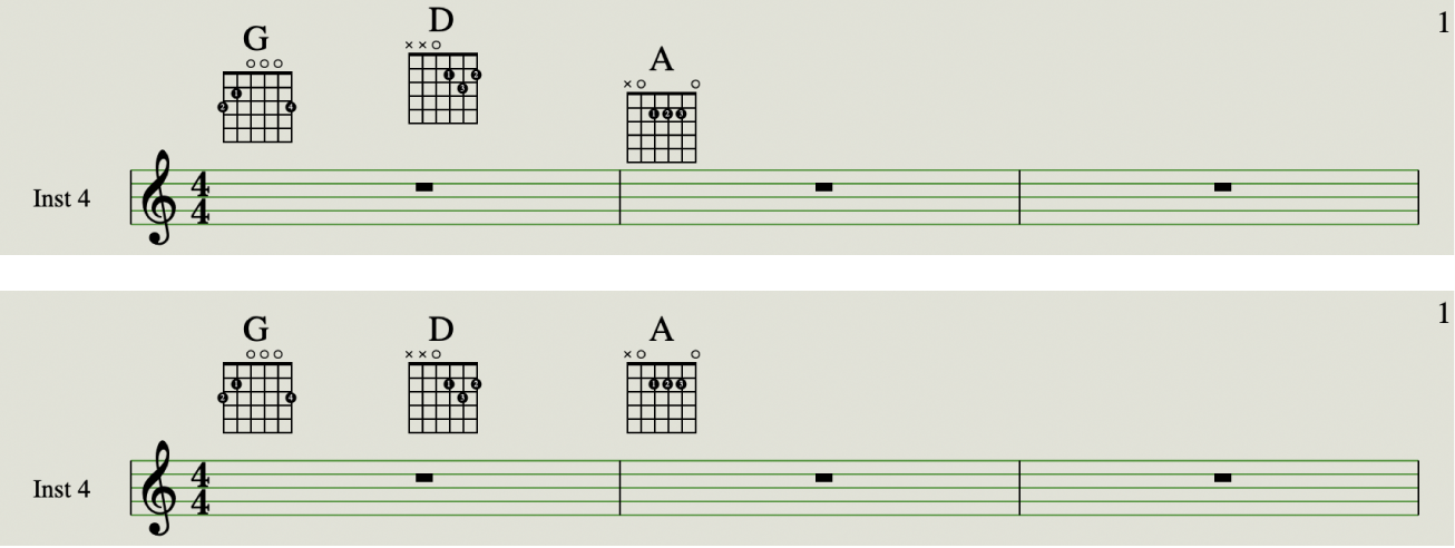 Figure. Showing misaligned chord grid symbols being aligned.