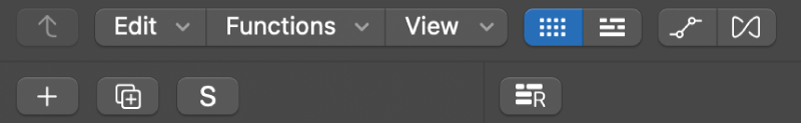 Figure. The Live Loops View button highlighted in Tracks area menu bar.