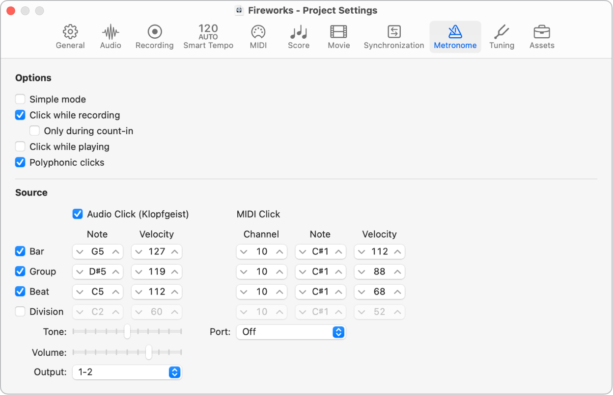 Metronome project settings in Logic Pro for Mac - Apple Support (CA)