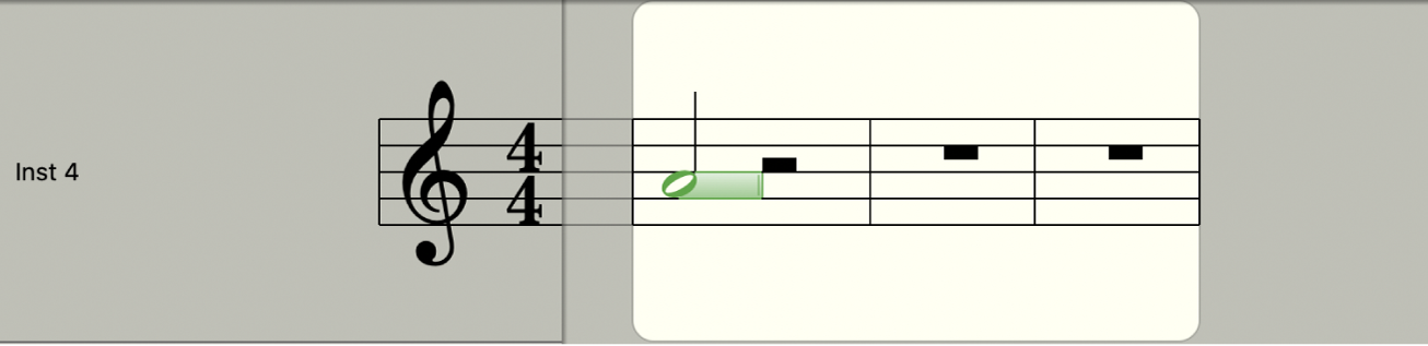 Figure. Note duration bar in the Score Editor.