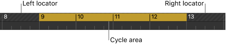 Figure. Bar ruler with cycle area between the left and right locators.