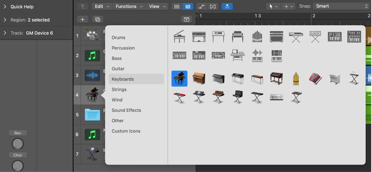 Figure. Selecting track icon from Icon shortcut menu.