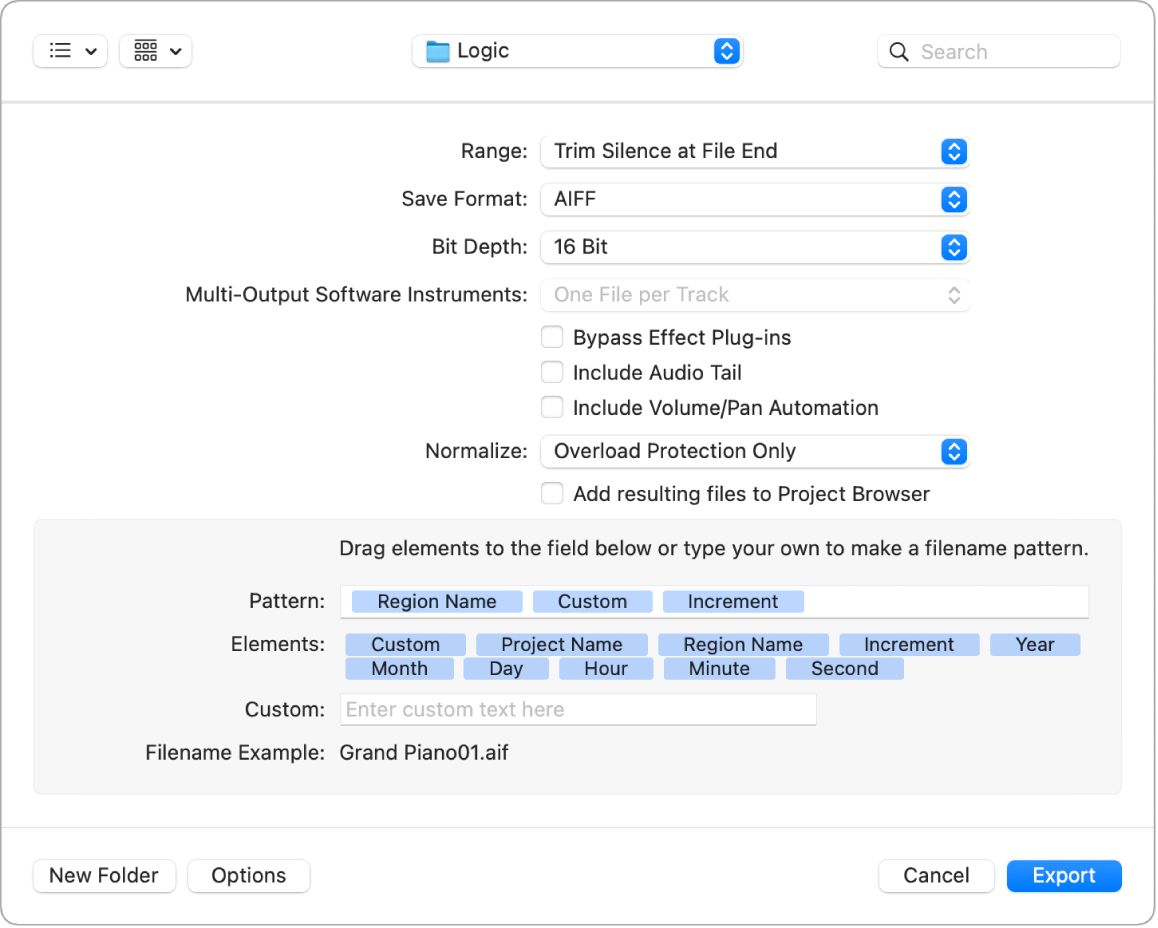 Export regions as audio files in Logic Pro for Mac - Apple 支援 (台灣)