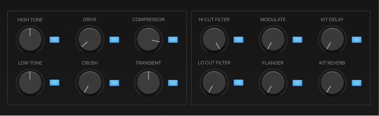 Figure. Kit tone and effect Smart Controls parameters.
